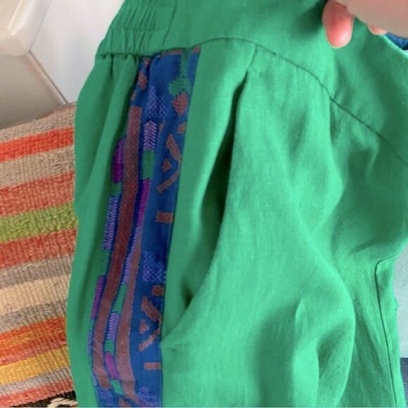 Rachel Zoe Linen Cropped Top and Pants Size Medium Green and Blue Set - Picture 5 of 8